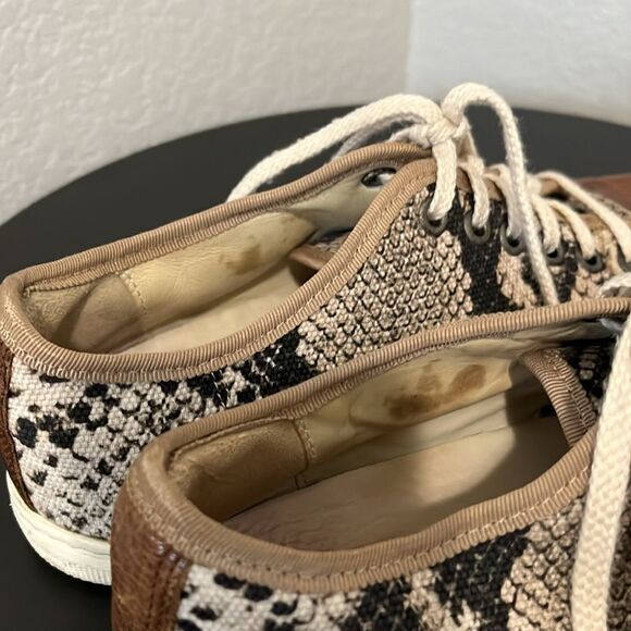 LANVIN Women's Bi-Color Leather Snakeskin Sneaker with Cap Toe, Size 37 (6.5 US) - Picture 11 of 13